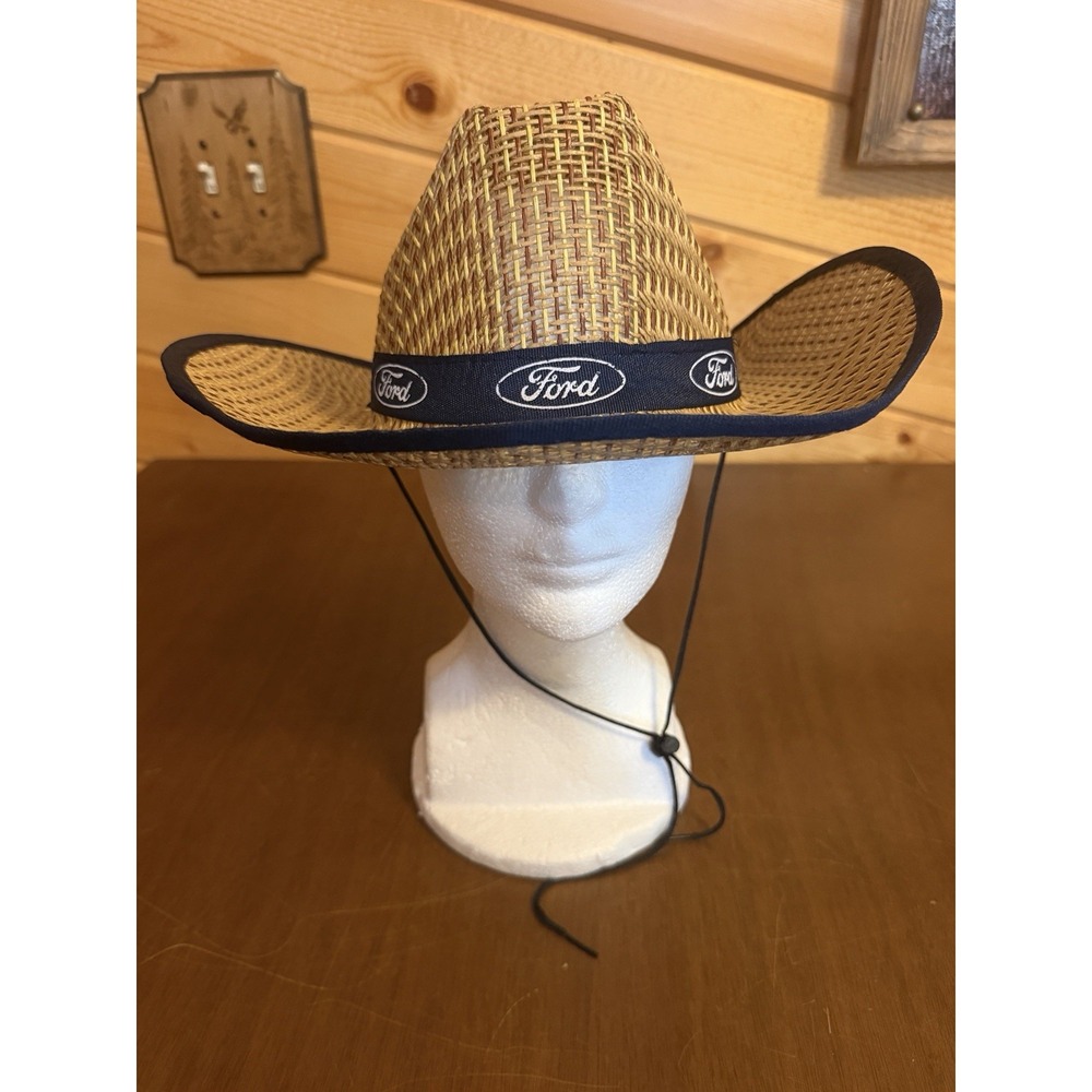 Ford Cowboy Hat Brown Blue Straw Style Western One Size Casual Summer